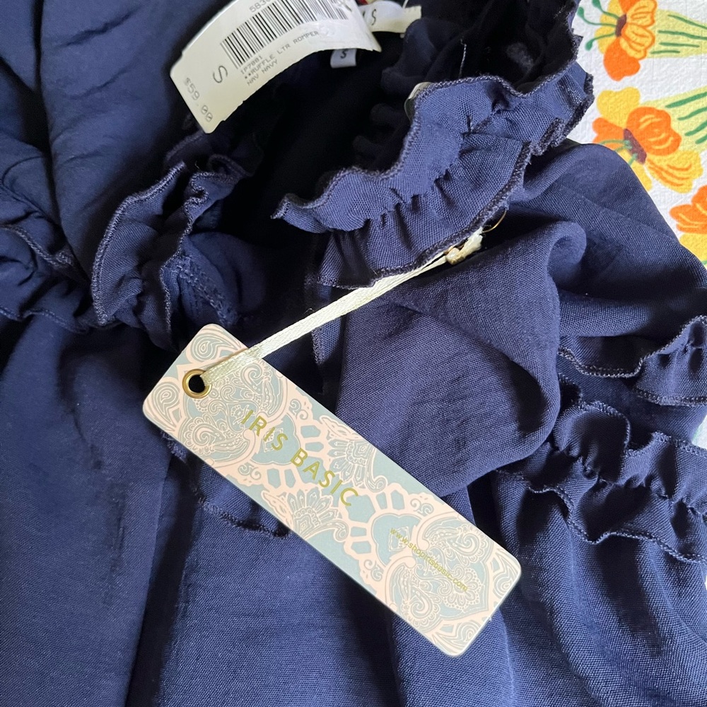 Iris Basic Navy Ruffle Jumpsuit - Picture 3 of 6